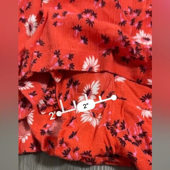 Free People Jinx Red & White Floral Print Cut Out Tie Front Romper Dress Size 4 - Picture 12 of 12